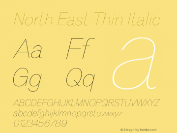 North East Thin Italic Version 1.001;Glyphs 3.1.2 (3151)图片样张