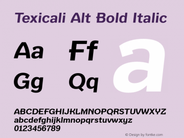 Texicali Alt Bold Italic Version 1.000图片样张
