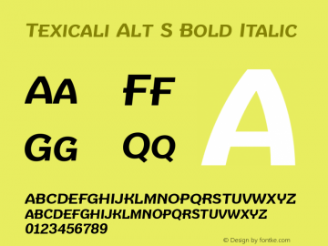 Texicali Alt S Bold Italic Version 1.000图片样张