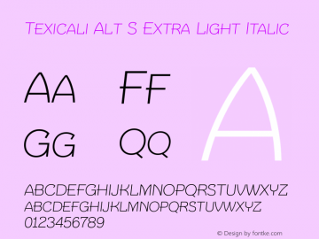 Texicali Alt S Extra Light Italic Version 1.000图片样张