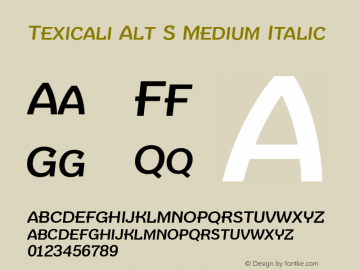 Texicali Alt S Medium Italic Version 1.000图片样张