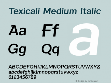 Texicali Medium Italic Version 1.000图片样张