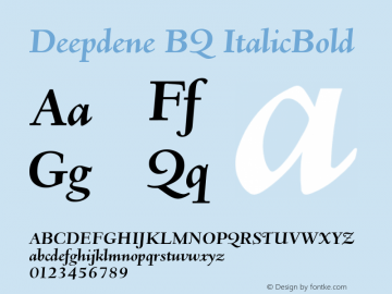 Deepdene BQ ItalicBold Version 001.000 Font Sample