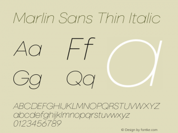 MarlinSans-ThinItalic Version 1.001图片样张