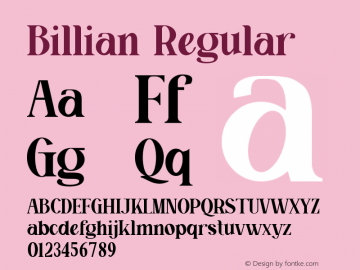 Billian Version 1.001;Fontself Maker 3.5.8图片样张