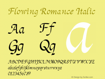 FlowingRomance-Italic Version 1.008;Fontself Maker 3.5.8图片样张