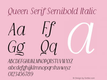 Queen Serif Semibold Italic Version 1.001;Fontself Maker 3.5.7图片样张