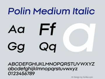 Polin Medium Italic Version 1.000;Glyphs 3.2 (3238)图片样张