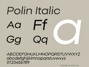 Polin Regular Italic Version 1.000;Glyphs 3.2 (3238)图片样张