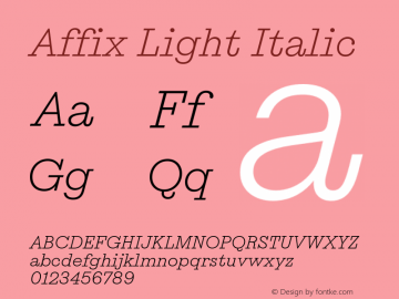 Affix Light Italic Version 1.001图片样张