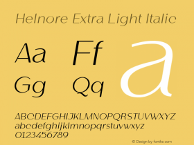 Helnore-ExtraLightItalic Version 1.000图片样张