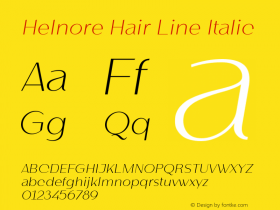 Helnore-HairLineItalic Version 1.000图片样张