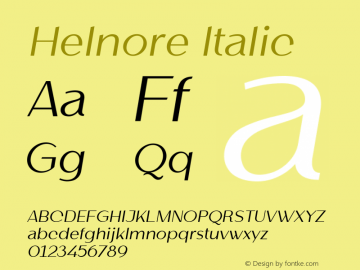 Helnore-Italic Version 1.000图片样张