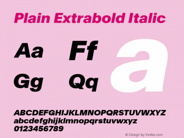 Plain Extrabold Italic Version 3.000; build 0005图片样张