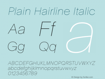 Plain Hairline Italic Version 3.000; build 0005图片样张