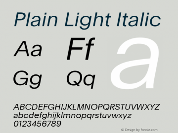 Plain Light Italic Version 3.000; build 0005图片样张