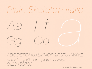 Plain Skeleton Italic Version 3.000; build 0005图片样张