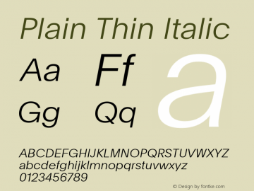 Plain Thin Italic Version 3.000; build 0005图片样张