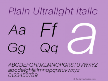 Plain Ultralight Italic Version 3.000; build 0005图片样张