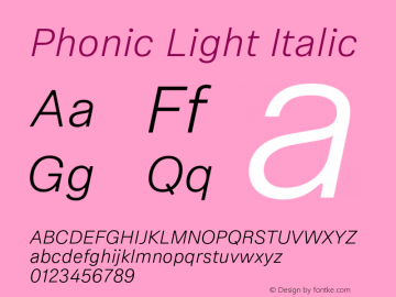 Phonic Light Italic Version 1.002;Glyphs 3.2 (3236)图片样张