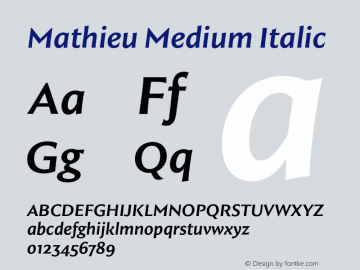 Mathieu Medium Italic Version 1.000;Glyphs 3.2 (3237)图片样张