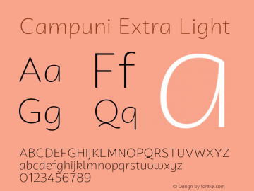 Campuni Extra Light Version 2.000;hotconv 1.0.109;makeotfexe 2.5.65596图片样张