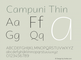 Campuni Thin Version 2.000;hotconv 1.0.109;makeotfexe 2.5.65596图片样张