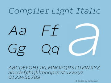 Compiler Light Italic Version 1.000;hotconv 1.0.109;makeotfexe 2.5.65596图片样张