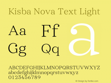 Kisba Nova Text Light Version 1.000;hotconv 1.0.109;makeotfexe 2.5.65596图片样张