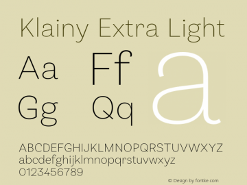 Klainy Extra Light Version 1.000;PS 001.000;hotconv 1.0.88;makeotf.lib2.5.64775图片样张