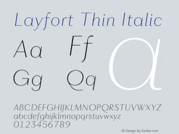 Layfort Thin Italic Version 1.100;Glyphs 3.2 (3222)图片样张