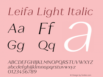 Leifa Light Italic Version 2.000;hotconv 1.0.109;makeotfexe 2.5.65596图片样张