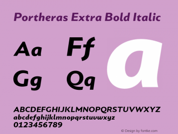 Portheras Extra Bold Italic Version 1.000;Glyphs 3.1.1 (3141)图片样张
