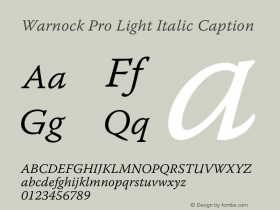 WarnockPro-LightItCapt Version 2.095;PS 2.000;hotconv 1.0.67;makeotf.lib2.5.33168图片样张