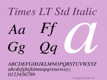 TimesLTStd-Italic Version 2.126;PS 005.000;hotconv 1.0.68;makeotf.lib2.5.34792图片样张