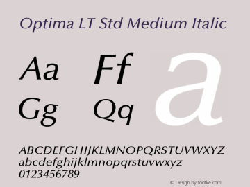 OptimaLTStd-MediumItalic Version 2.086;PS 005.000;hotconv 1.0.67;makeotf.lib2.5.33168图片样张