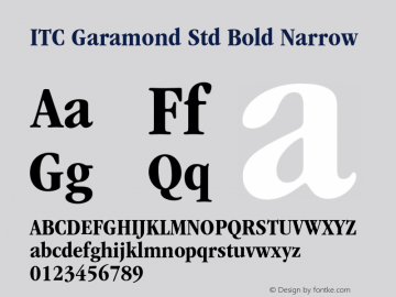 ITCGaramondStd-BdNarrow Version 2.082;PS 005.000;hotconv 1.0.67;makeotf.lib2.5.33168图片样张
