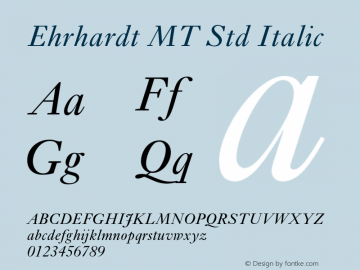 EhrhardtMTStd-Italic Version 2.096;PS 005.000;hotconv 1.0.67;makeotf.lib2.5.33168图片样张