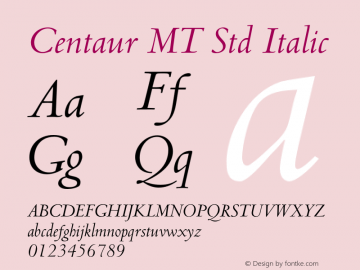 CentaurMTStd-Italic Version 2.101;PS 005.000;hotconv 1.0.67;makeotf.lib2.5.33168图片样张