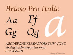 BriosoPro-Italic Version 2.151;PS 2.000;hotconv 1.0.70;makeotf.lib2.5.5900图片样张