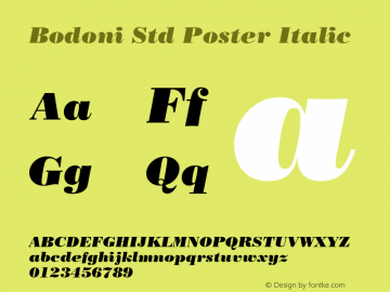BodoniStd-PosterItalic Version 2.071;PS 005.000;hotconv 1.0.67;makeotf.lib2.5.33168图片样张