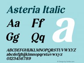 Asteria-Italic Version 1.001;Fontself Maker 3.5.4图片样张
