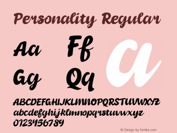 PersonalityRegular Version 1.002;Fontself Maker 3.5.8图片样张