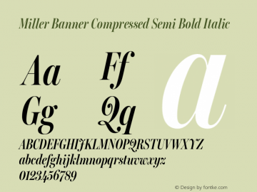 Miller Banner Compressed Semi Bold Italic Version 2.000;Glyphs 3.2 (3241)图片样张