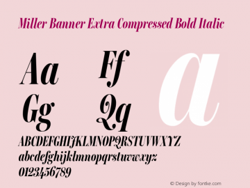 Miller Banner Extra Compressed Bold Italic Version 2.000;Glyphs 3.2 (3241)图片样张
