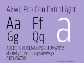 Akwe Pro Con ExtraLight Version 1.000;PS 001.000;hotconv 1.0.88;makeotf.lib2.5.64775图片样张