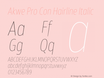 Akwe Pro Con Hairline Italic Version 1.000;PS 001.000;hotconv 1.0.88;makeotf.lib2.5.64775图片样张