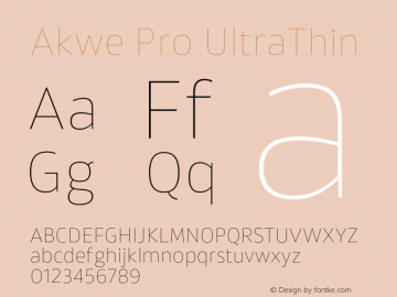 Akwe Pro UltraThin Version 1.000;PS 001.000;hotconv 1.0.88;makeotf.lib2.5.64775图片样张