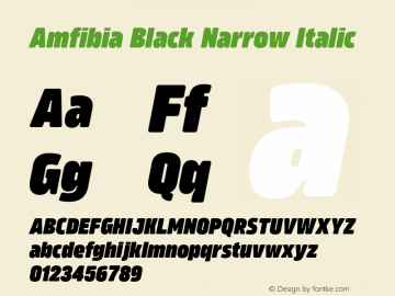 Amfibia Black Narrow Italic Version 1.000;PS 001.000;hotconv 1.0.88;makeotf.lib2.5.64775图片样张