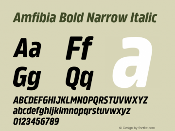 Amfibia Bold Narrow Italic Version 1.000;PS 001.000;hotconv 1.0.88;makeotf.lib2.5.64775图片样张